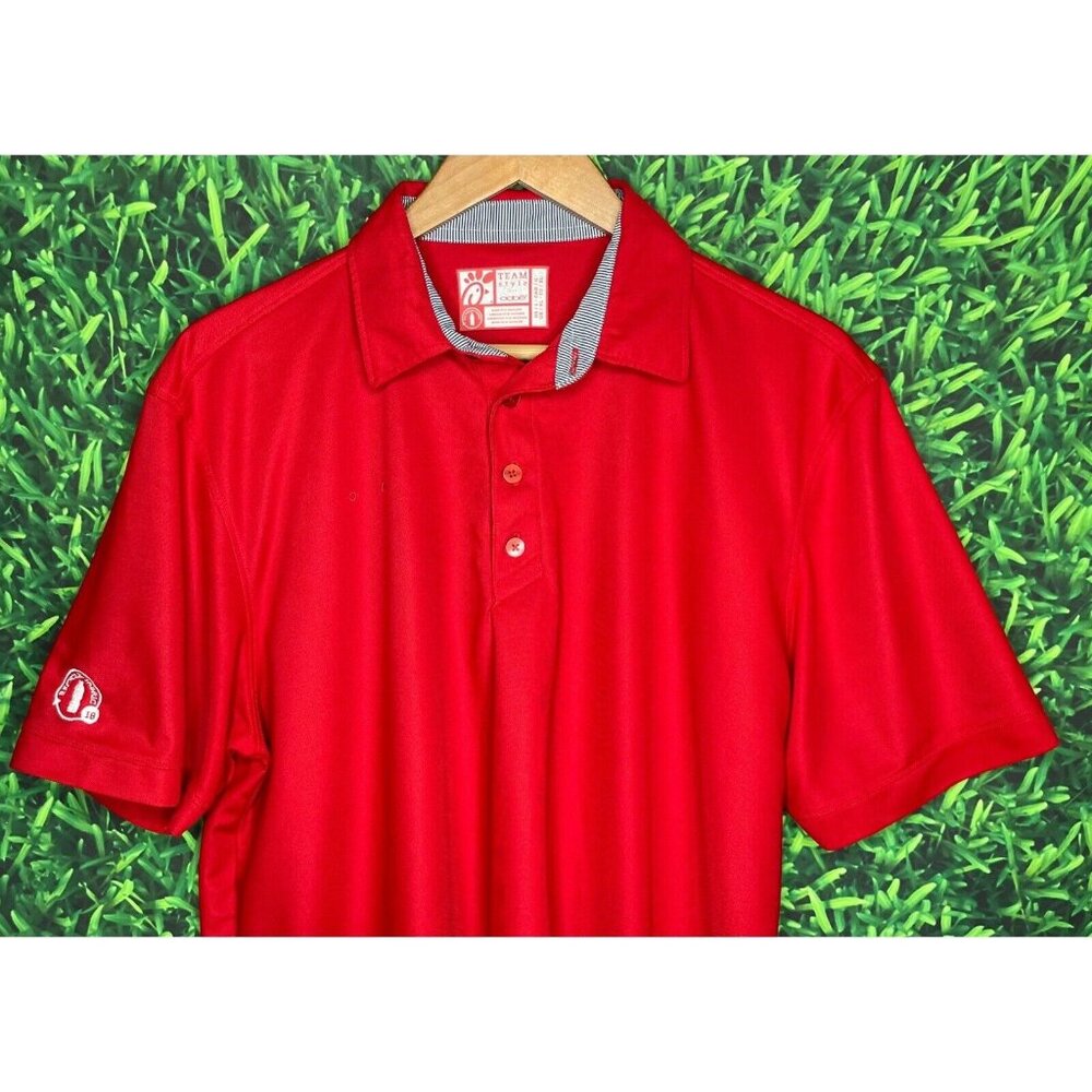 Chick-Fil-A Oobe Team Style Uniform Employee Large Short Sleeve Red Polo Shirt